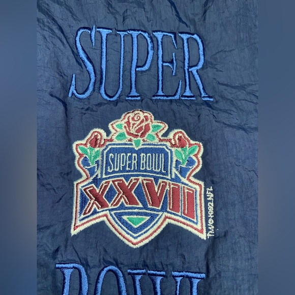 Vintage Logo 7 90’s Super Bowl XXVII Cowboys vs Bills Puffer Jacket Men Sz Large - Picture 4 of 14